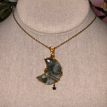 Load image into Gallery viewer, Moss Agate Moon Necklace
