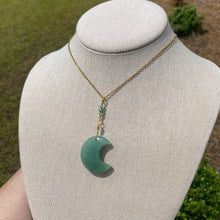 Load image into Gallery viewer, Green Aventurine Moon Necklace (Wealth & Prosperity)