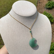 Load image into Gallery viewer, Green Aventurine Moon Necklace (Wealth & Prosperity)