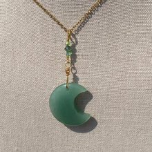 Load image into Gallery viewer, Green Aventurine Moon Necklace (Wealth & Prosperity)