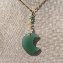 Load image into Gallery viewer, Green Aventurine Moon Necklace (Wealth & Prosperity)