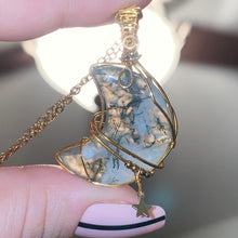 Load image into Gallery viewer, Moss Agate Moon Necklace