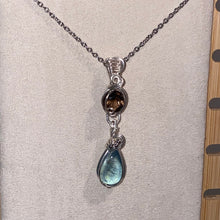 Load image into Gallery viewer, Aquamarine x Smoky Quartz Necklace (Damon)