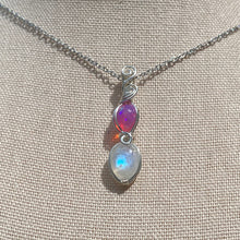 Load image into Gallery viewer, Rainbow Moonstone x Ethiopian Pink Opal Necklace (Unique)