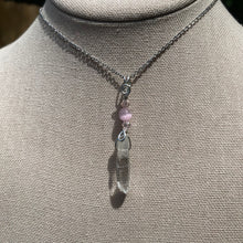 Load image into Gallery viewer, Clear Quartz & Pink Cats Eye Necklace