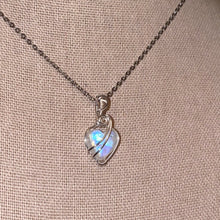 Load image into Gallery viewer, Rainbow Moonstone Heart Necklace (Choose Chain)