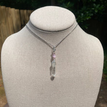 Load image into Gallery viewer, Clear Quartz & Pink Cats Eye Necklace