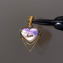 Load image into Gallery viewer, Sunset Labradorite Heart Necklace (Choose Chain)