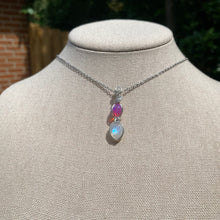 Load image into Gallery viewer, Rainbow Moonstone x Ethiopian Pink Opal Necklace (Unique)