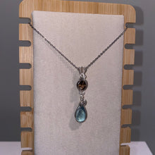 Load image into Gallery viewer, Aquamarine x Smoky Quartz Necklace (Damon)
