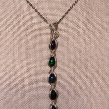 Load image into Gallery viewer, Black Opal Necklace (In Sterling Silver Wire - Rare)
