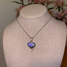 Load image into Gallery viewer, Purple Labradorite Heart Necklace (Choose Chain)
