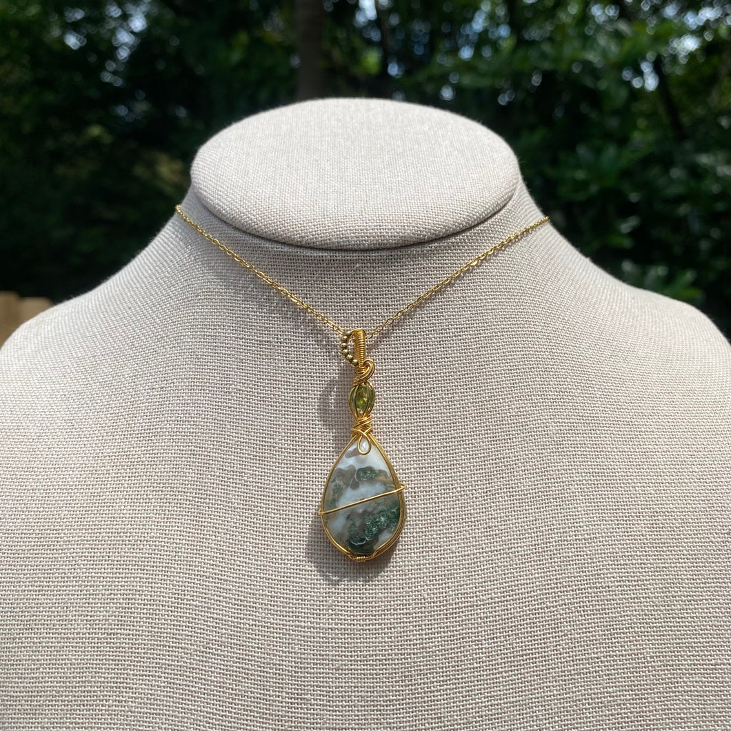 Moss Agate & Peridot Necklace