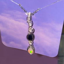Load image into Gallery viewer, Double Opal Necklace (Black &amp; White)
